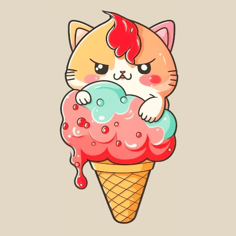 Mignon chat imprimé crème glacée