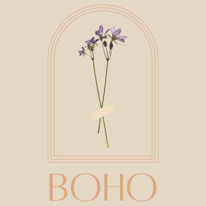 Boho flower bouquet in arch frame