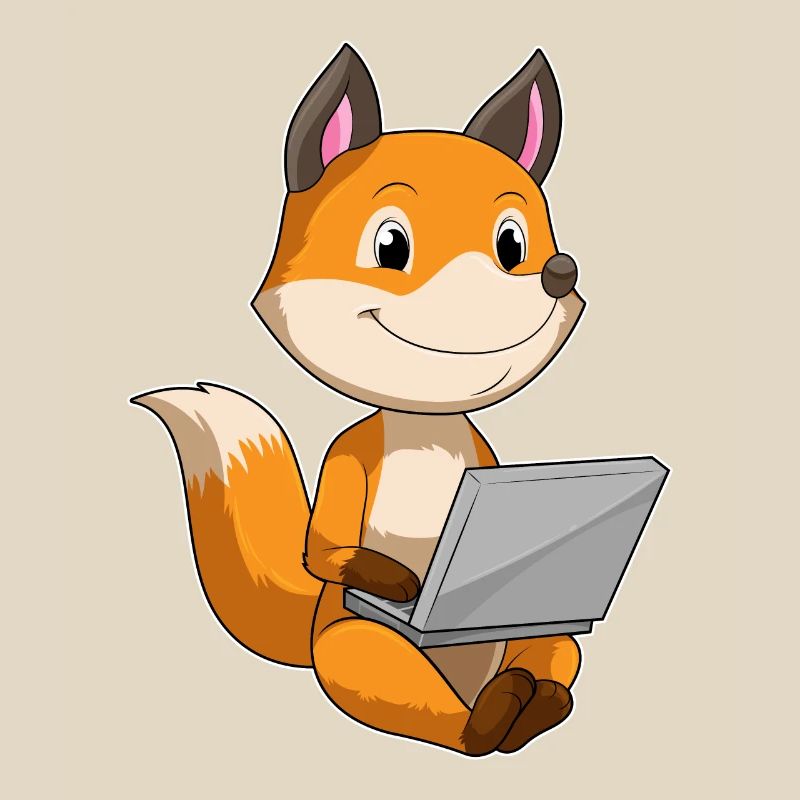 Fuchs avec ordinateur portable