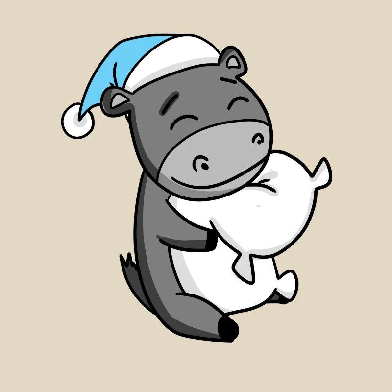 Donkey with pillow and sleeping cap