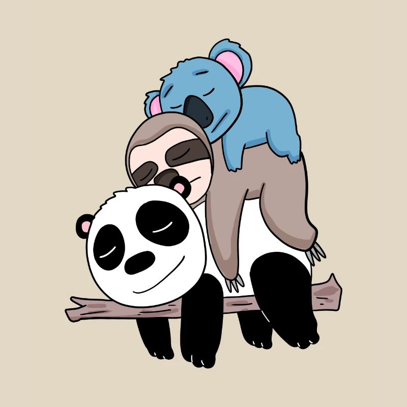 Panda sloth and koala