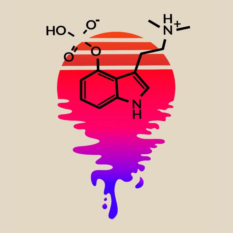 Molécule de psilocybine avec Retro Sunset