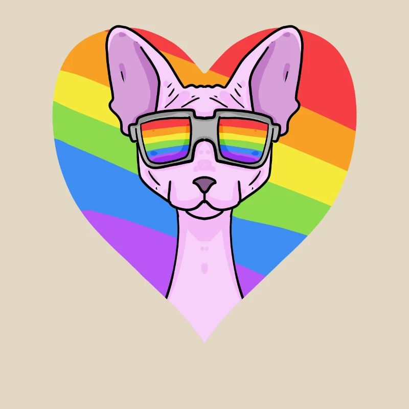 Regenbogen - Katze Sphynx-Katze mit Brille