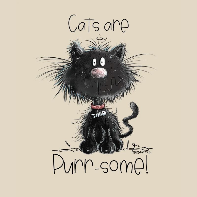 Drollige Schwarze Katze Mit Katzen Spruch