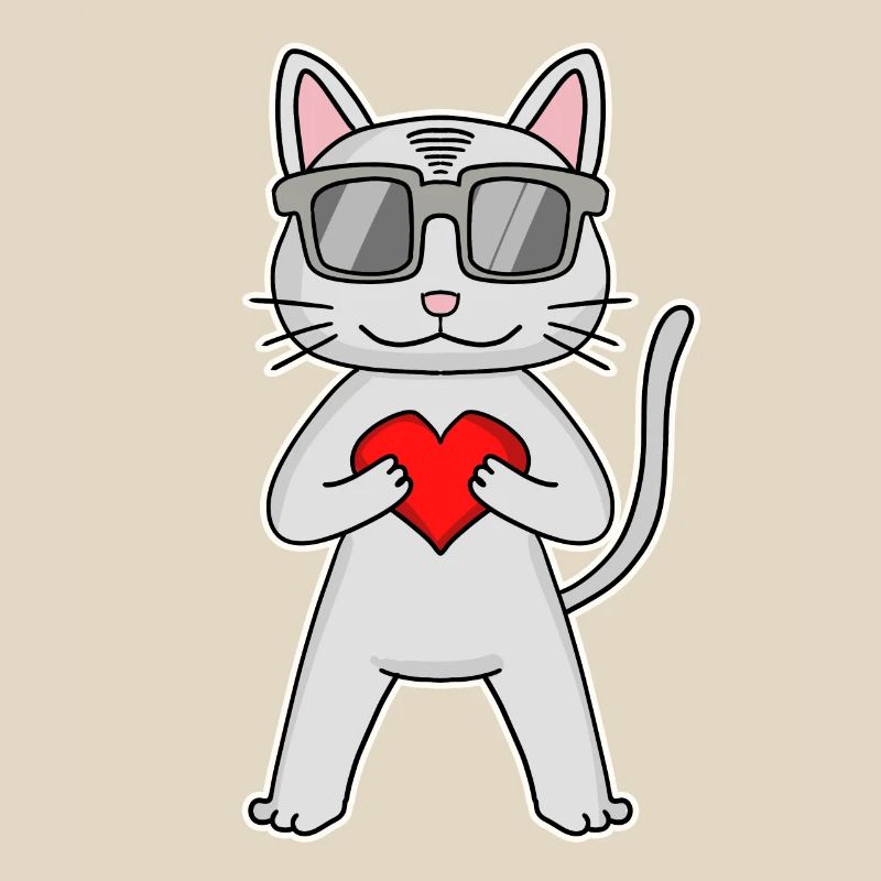 Chat avec coeur et lunettes - Devon Rex