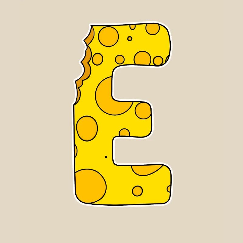 Letter E - Initial Letter E - Cheese Motif