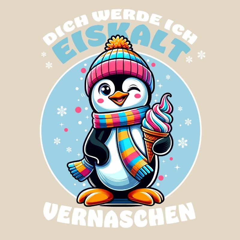 Lustiger Pinguin mit Eis – Cooler Spruch