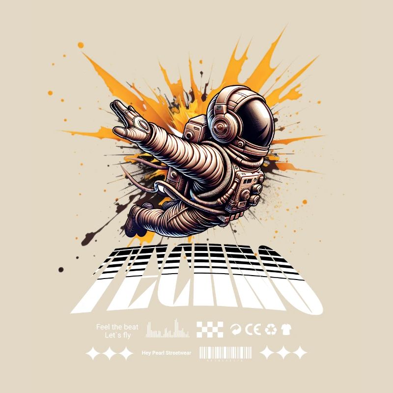 Astronaut im Sprayer-Splash Techno