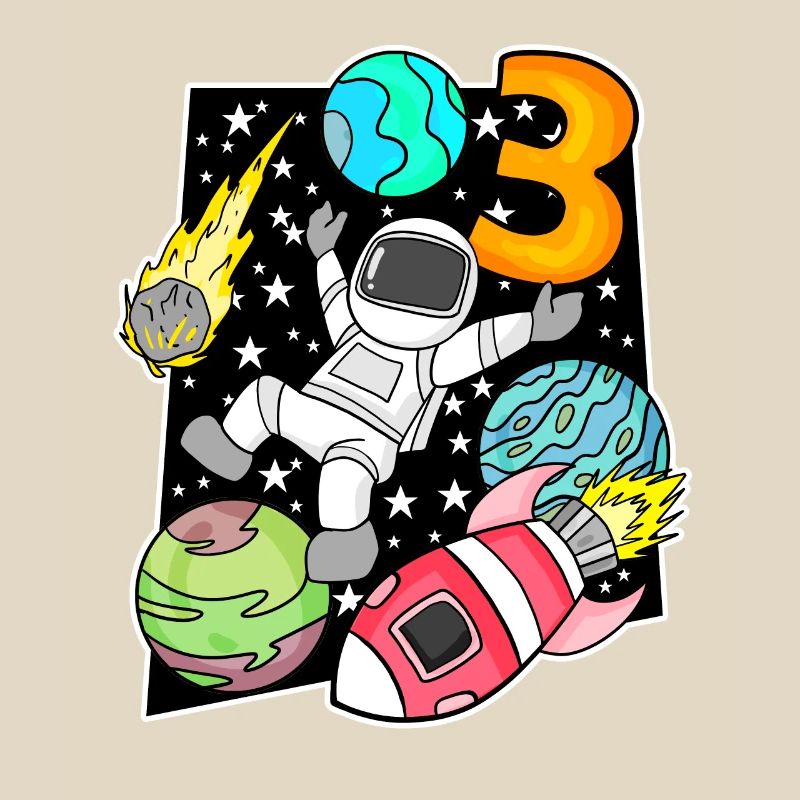 3 Geburtstag Junge Astronaut