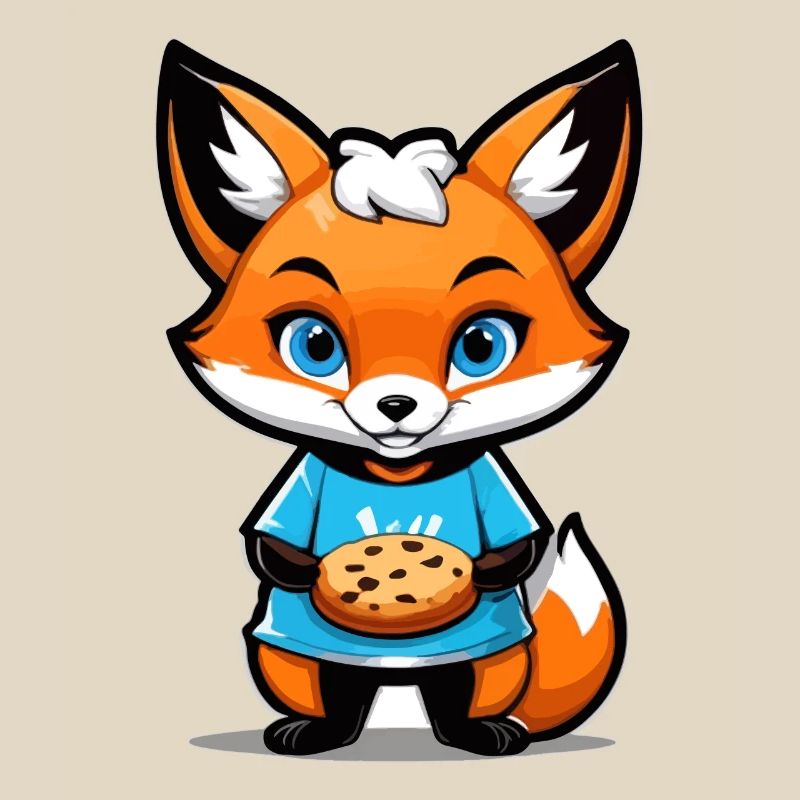 Renard avec un biscuit dans les pattes