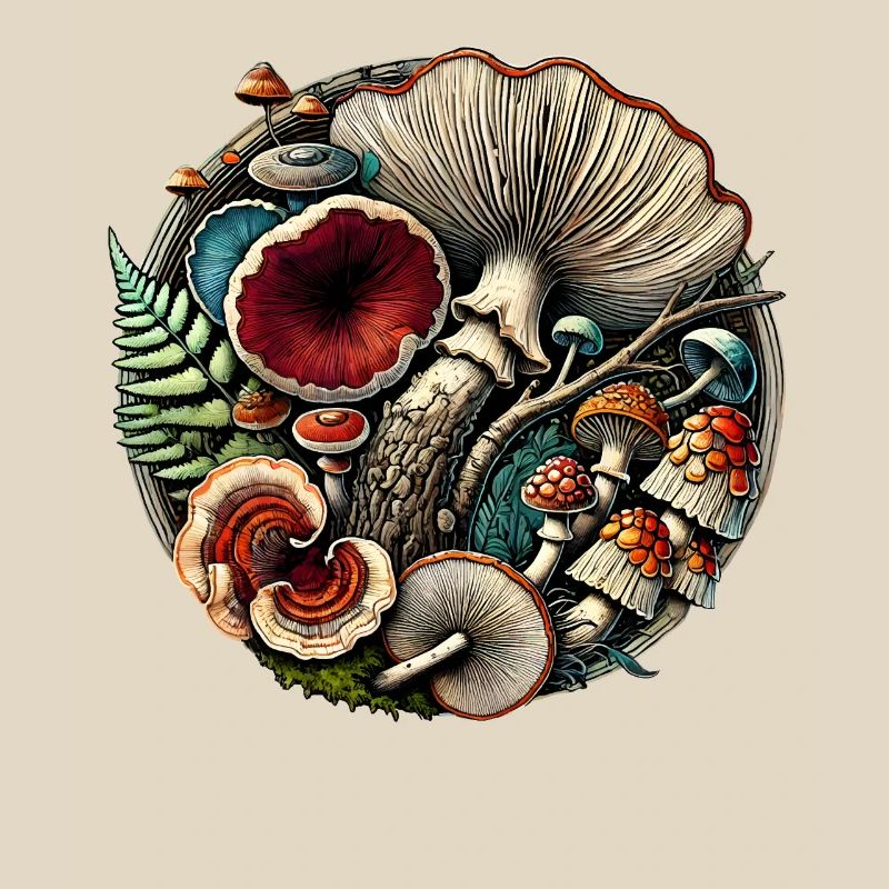 Conception complexe de champignons et d’éléments forestiers