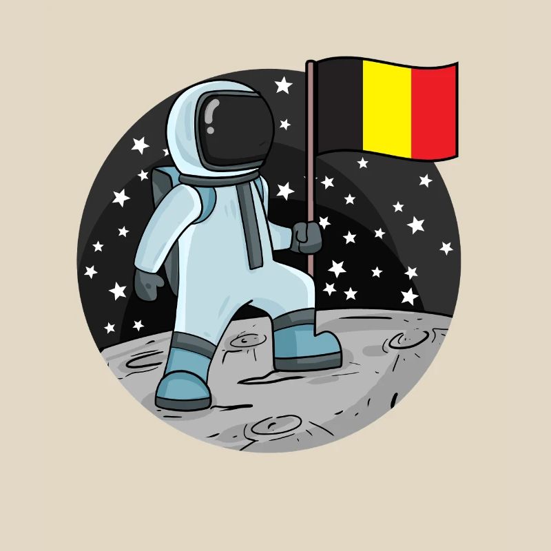 Astronaute avec drapeau belge dans l’espace