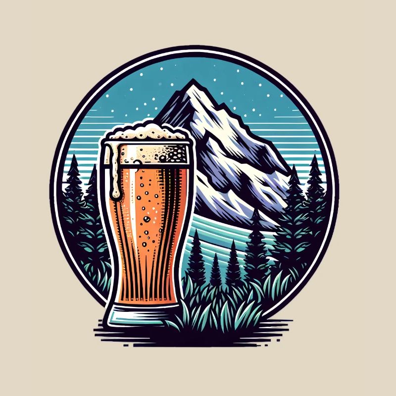 Bergblick mit Bierglas