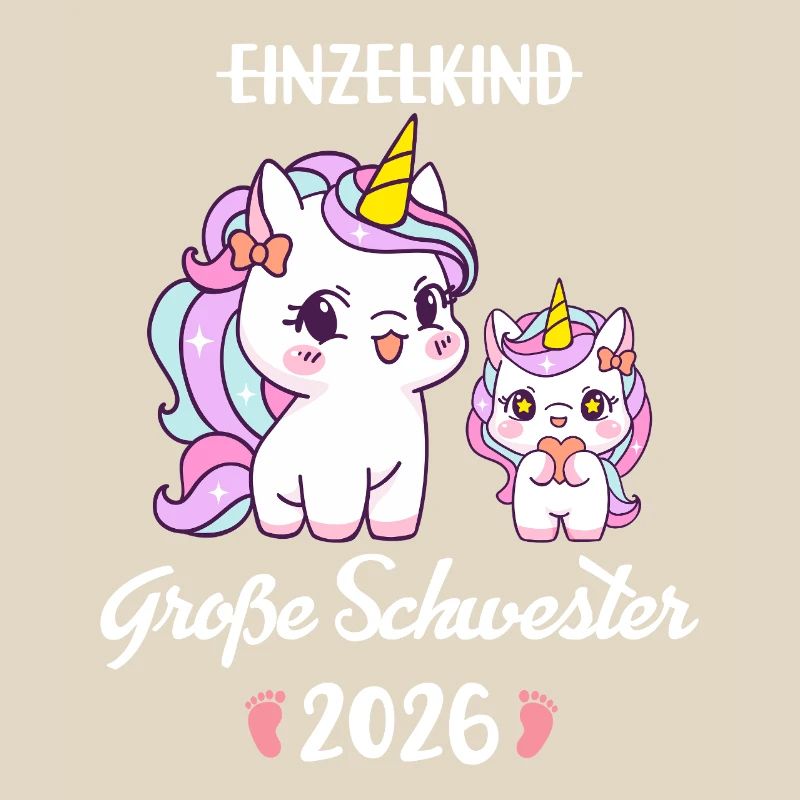 Einzelkind große Schwester 2026 Einhorn Mädchen
