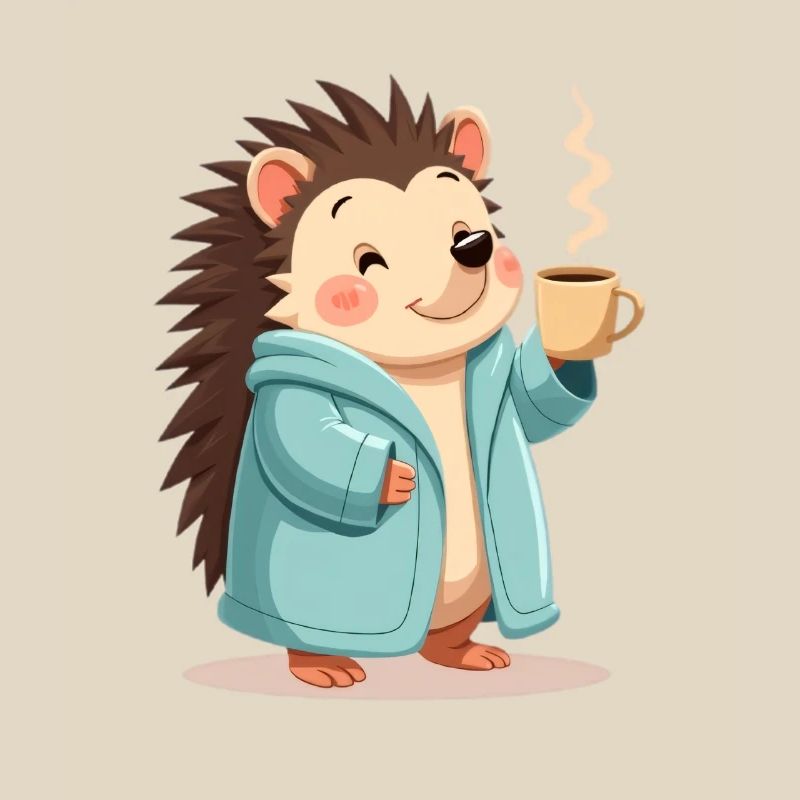 hérisson avec motif de pull de café