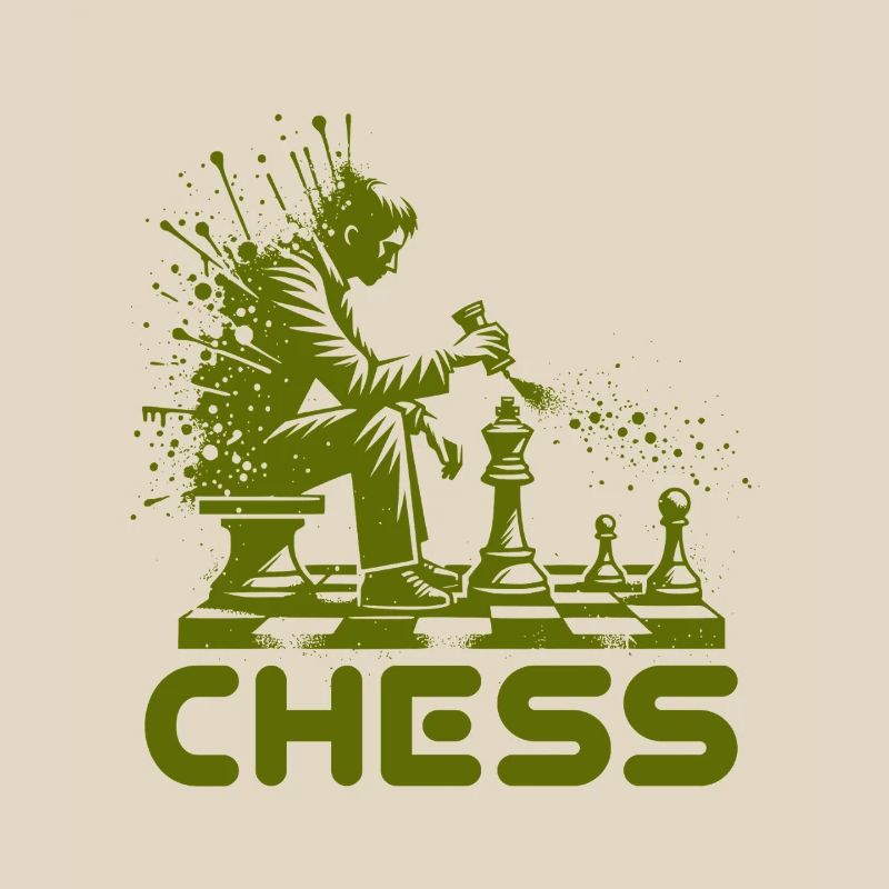 Silhouette de joueur d’échecs avec explosion de couleurs