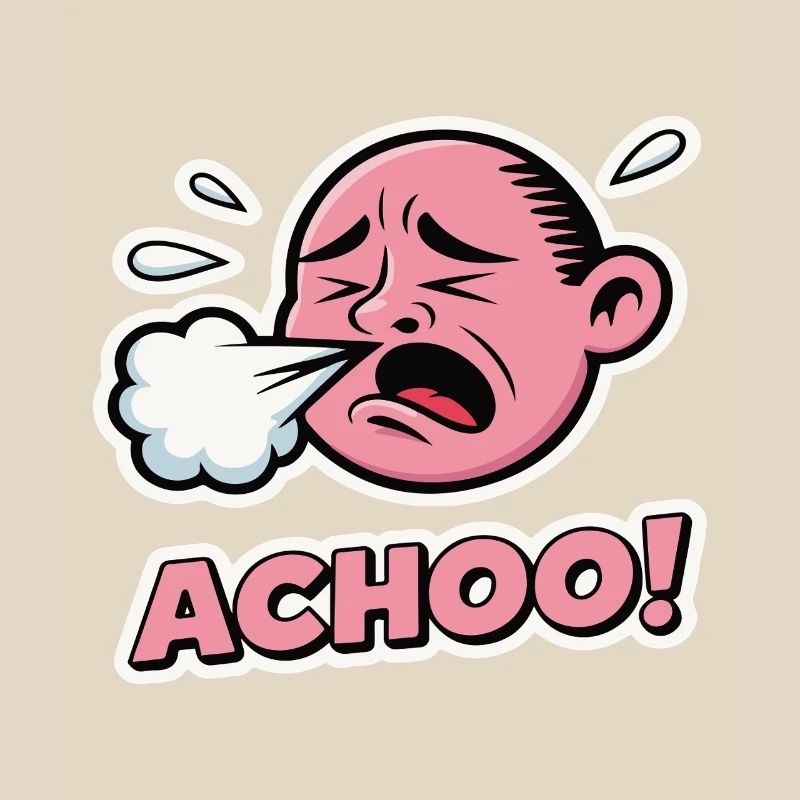 Vintage Comic Sneeze Expression Design