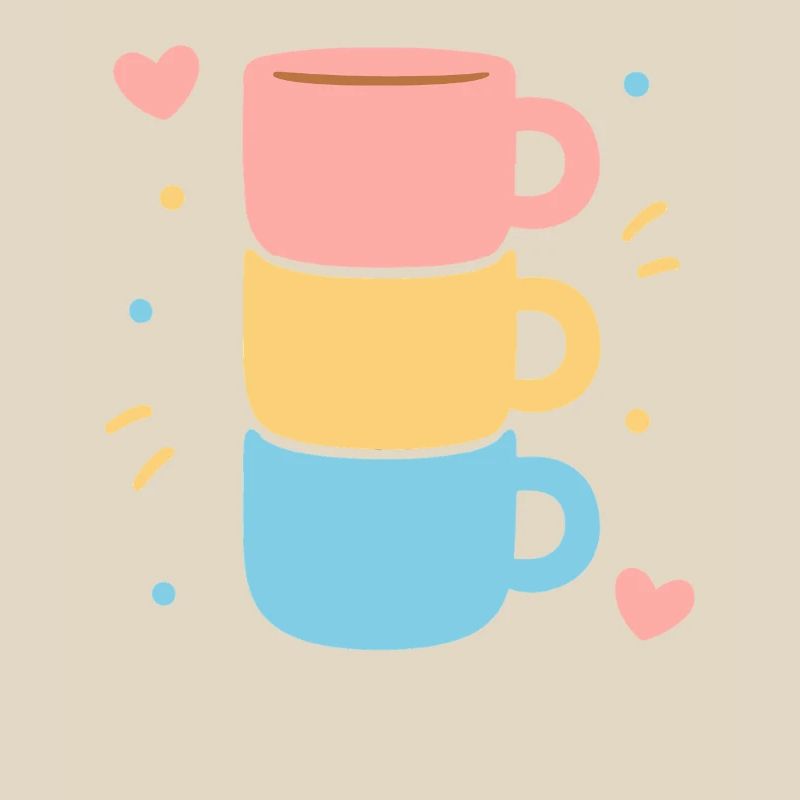 Süße Kaffeetasse Stack Pastel Hearts Love