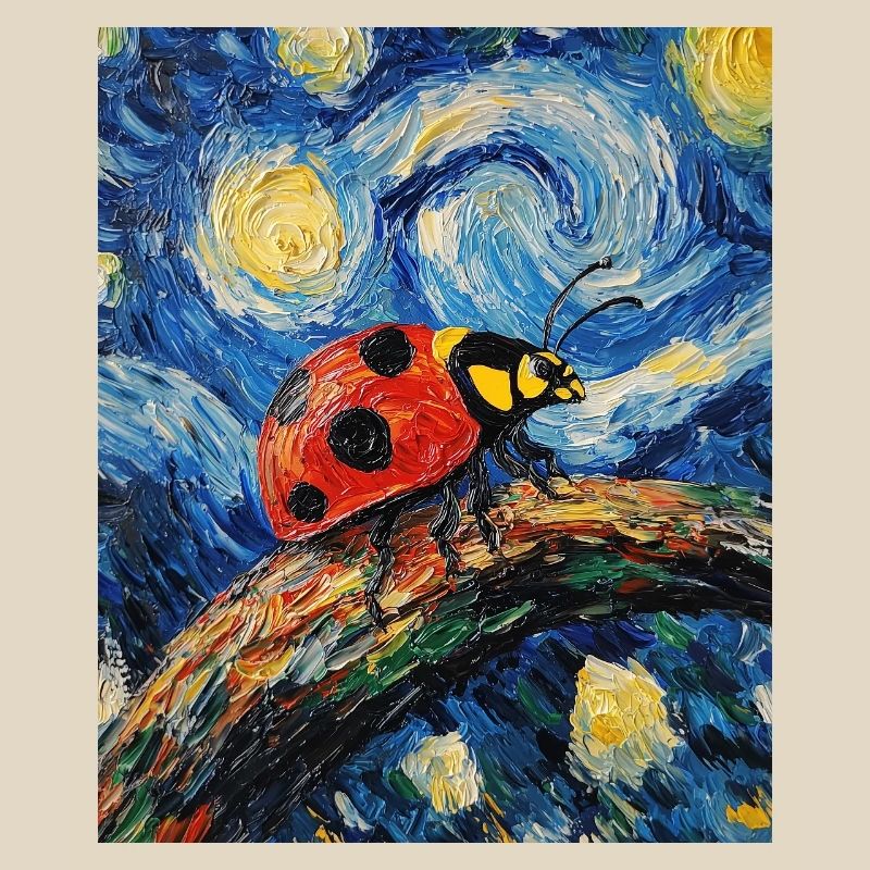 Ladybug Van Gogh Style Starry Night