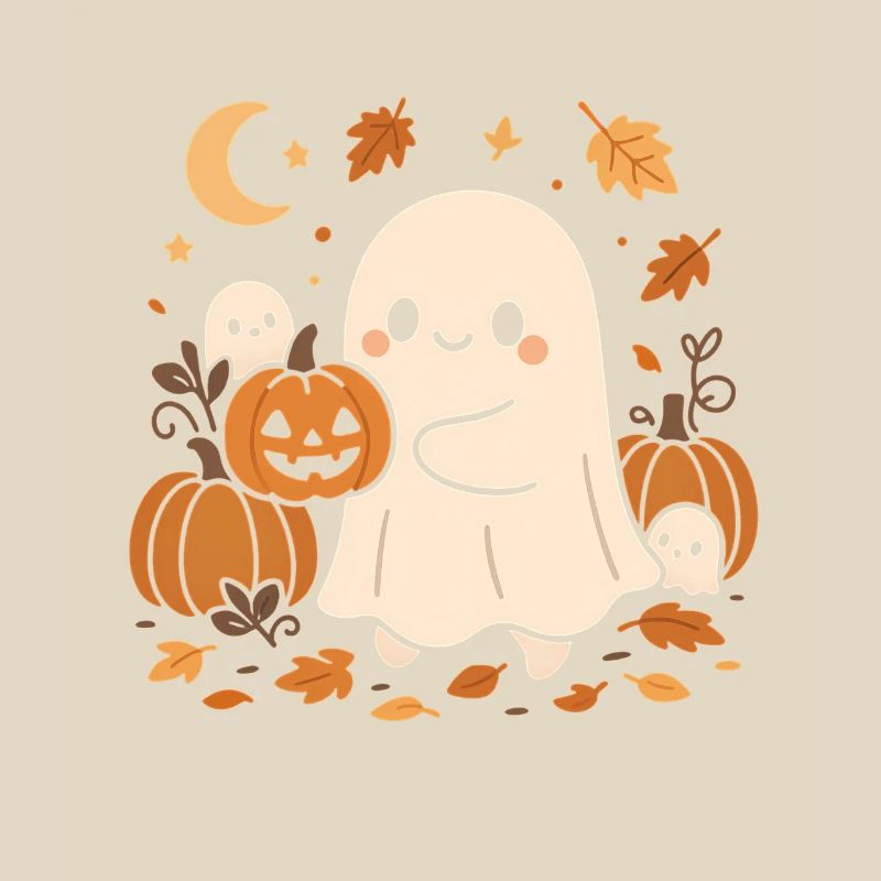 Halloween Ghost with Pumpkins