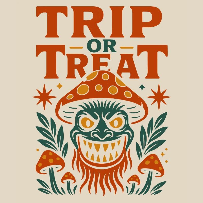 Trip oder Treat Psychedelisches Pilzmonster