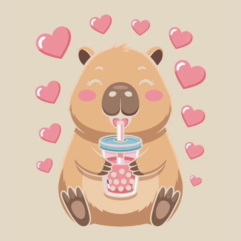 Kawaii Bubble Tea Capybara Boba Tea