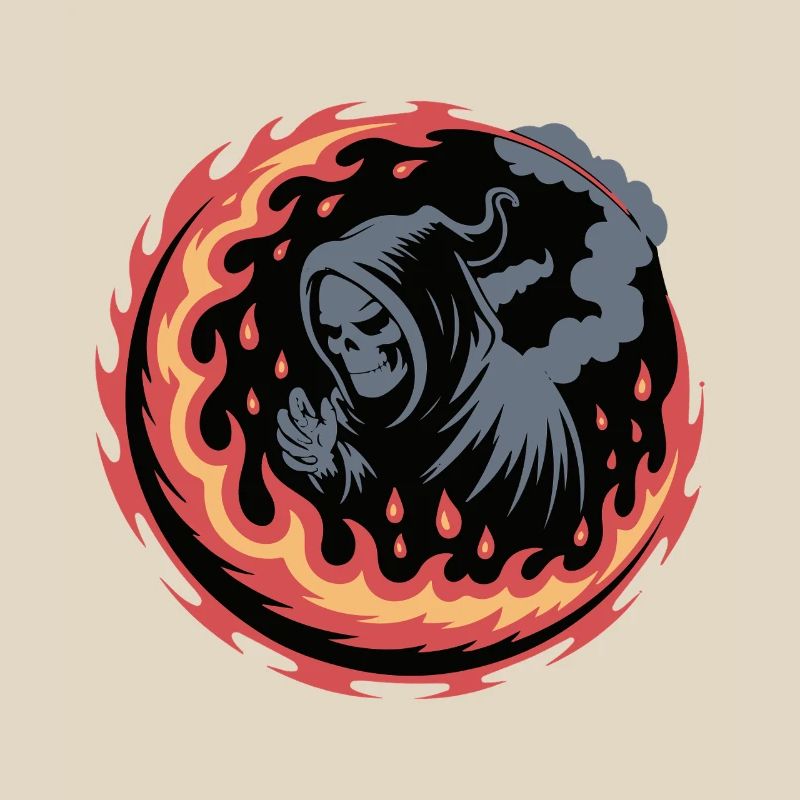 Flaming Grim Reaper Circle