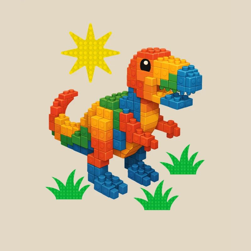 Dinosaur Made Of Bricks Creative Block Builder
