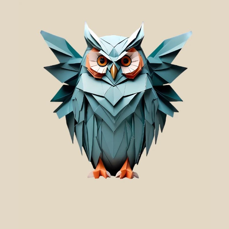 Blue Low-Poly Owl Design