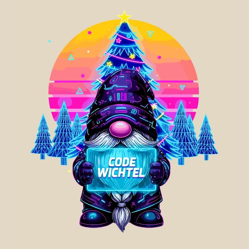 Cyberpunk Code Gnome - Synthwave Xmas Nerd