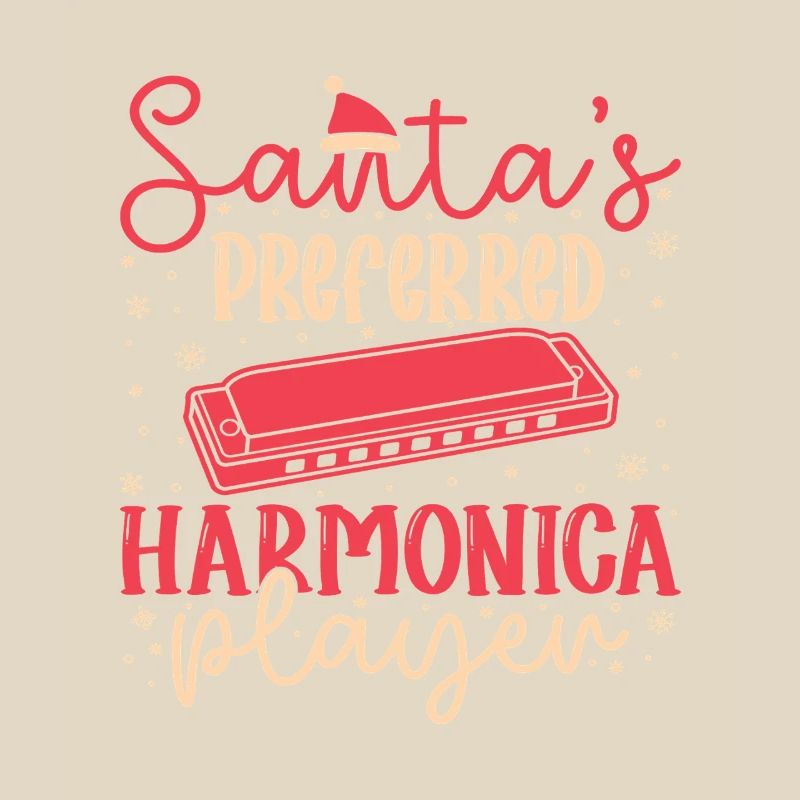 Funny Harmonica Player Santa´s Preferred Harmonica