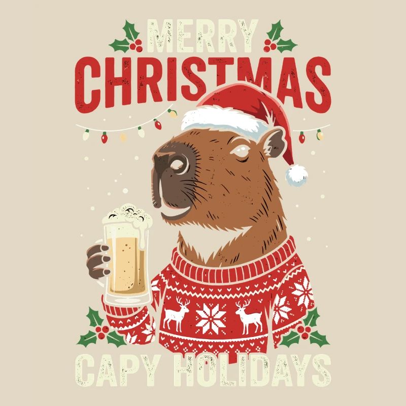 Pull de fête de Noël Capybaras