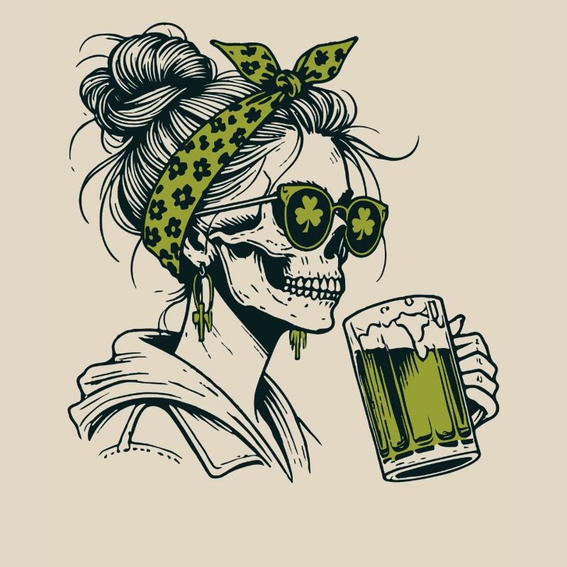 Squelette de trèfle avec bière, Saint Patrick drôle