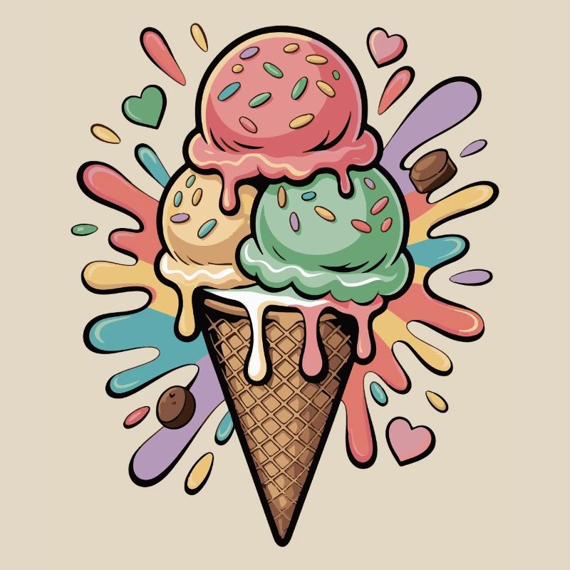Explosion de glaces colorées
