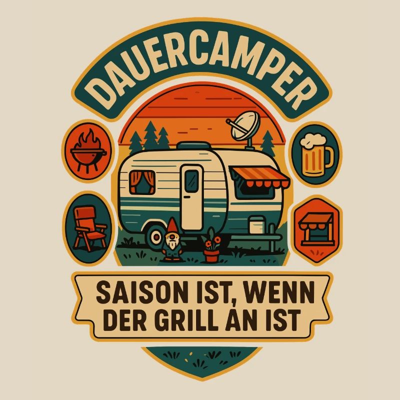 Long-term camper barbecue saying camping, gift idea