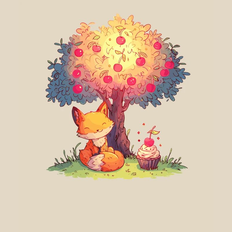 Fuchs am Apfelbaum mit Cupcake
