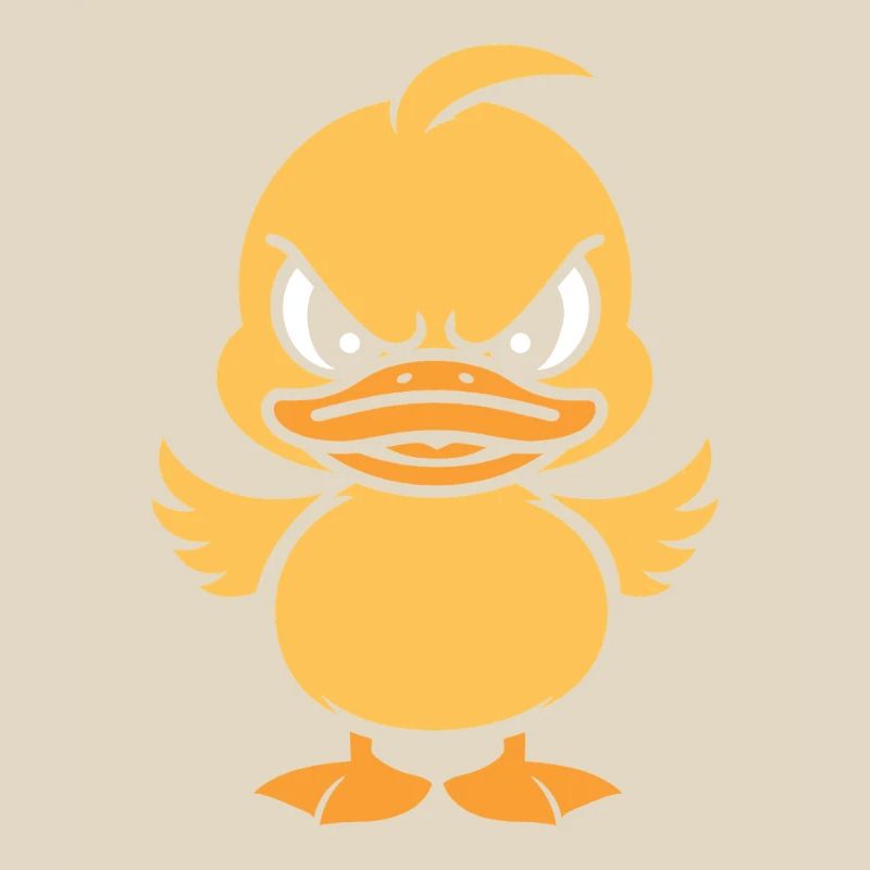 Yellow graphic grumpy duckling