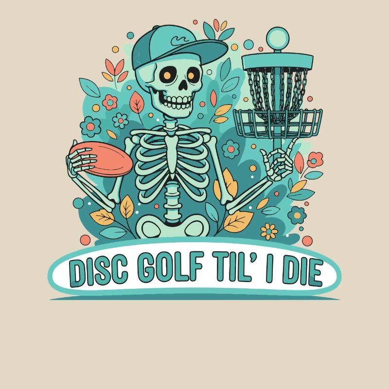 Disc Golf Til I Die Skeleton Lustiger Disc-Golfer