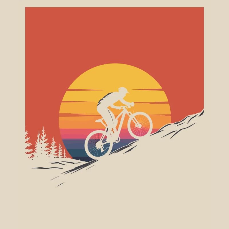 Mountain Biker Sunset Silhouette