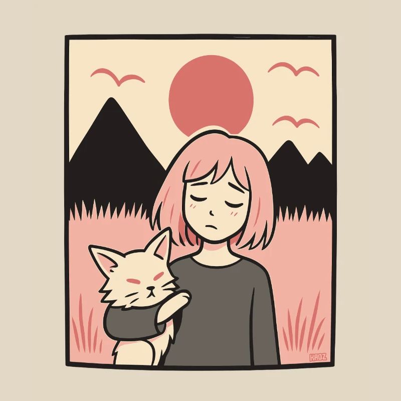Mädchen mit Katze Team