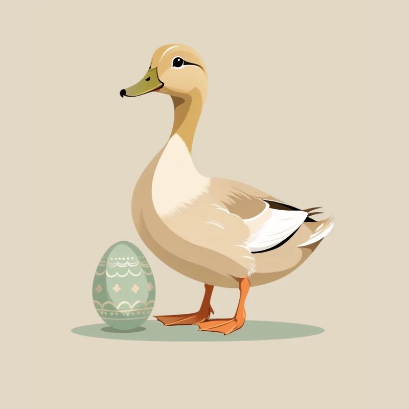 Spring duck with Easter egg