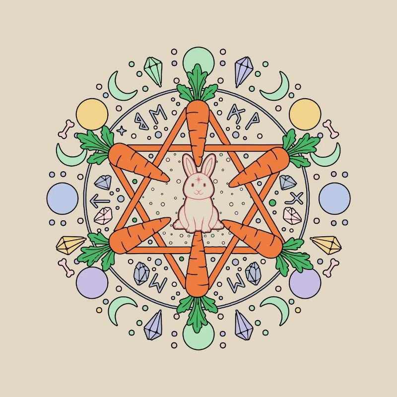 Pentagram Carrot Bunny Occult Easter Blessings