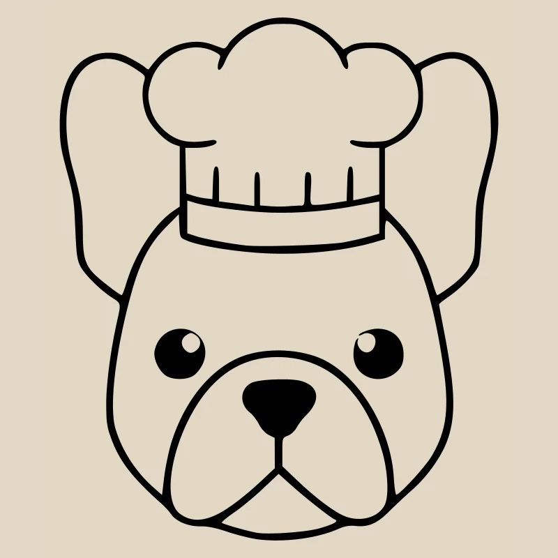 Frenchie Chef's Hat Head Outline