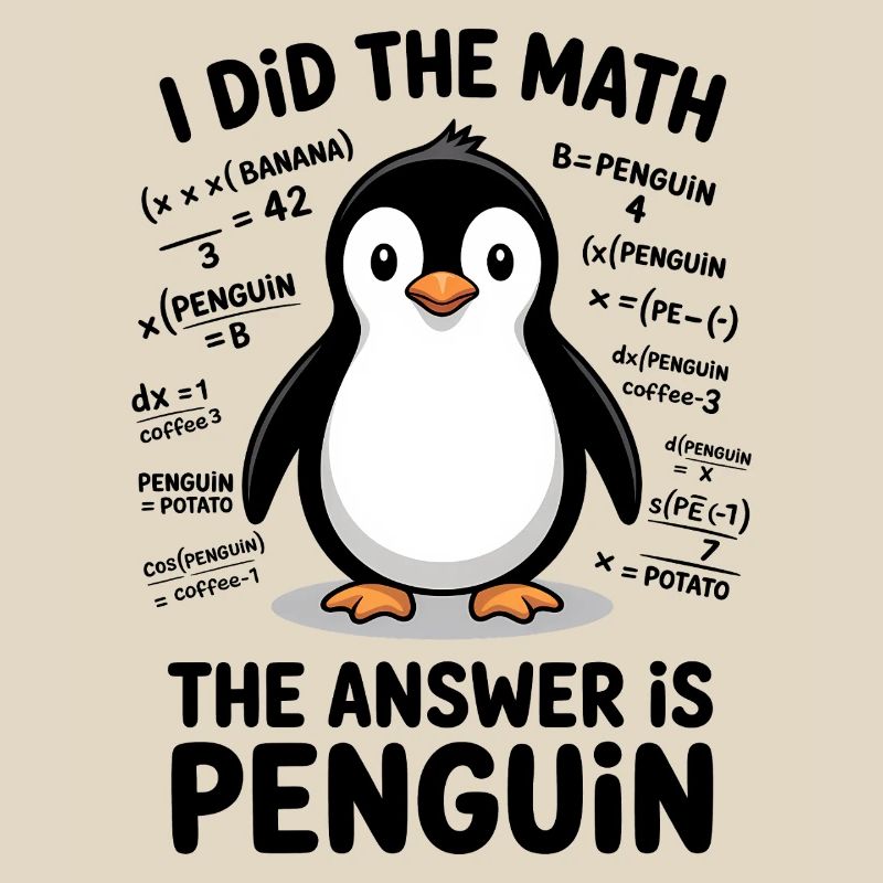 Math Sayings Penguin Funny Math Gift
