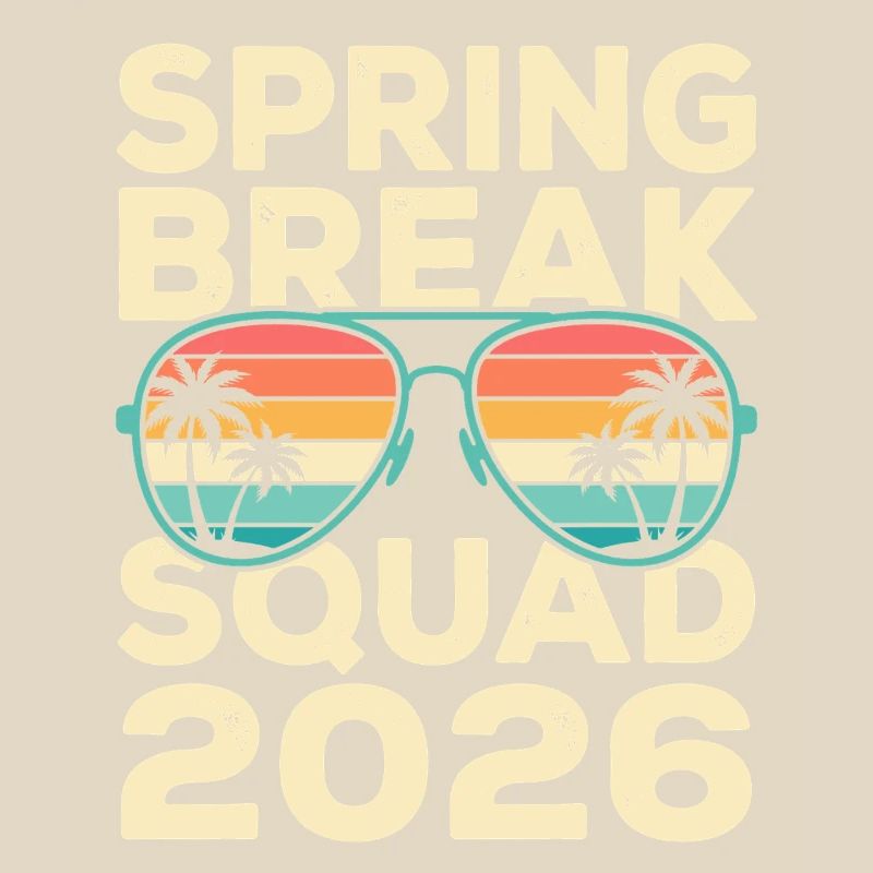 Spring Break Squad 2026 Retro Palm Tree Design