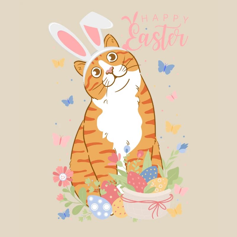 Pastel Easter Bunny with Floral Eggs