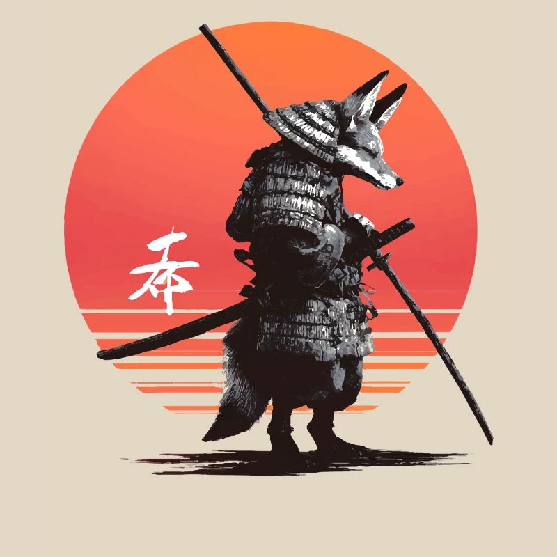 Samurai Fox Warrior at Sunset