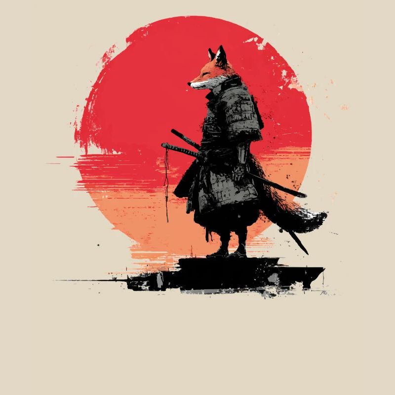 Fuchs-Samurai bei Sonnenuntergang