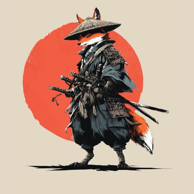 Fox Samurai under Ember Sun