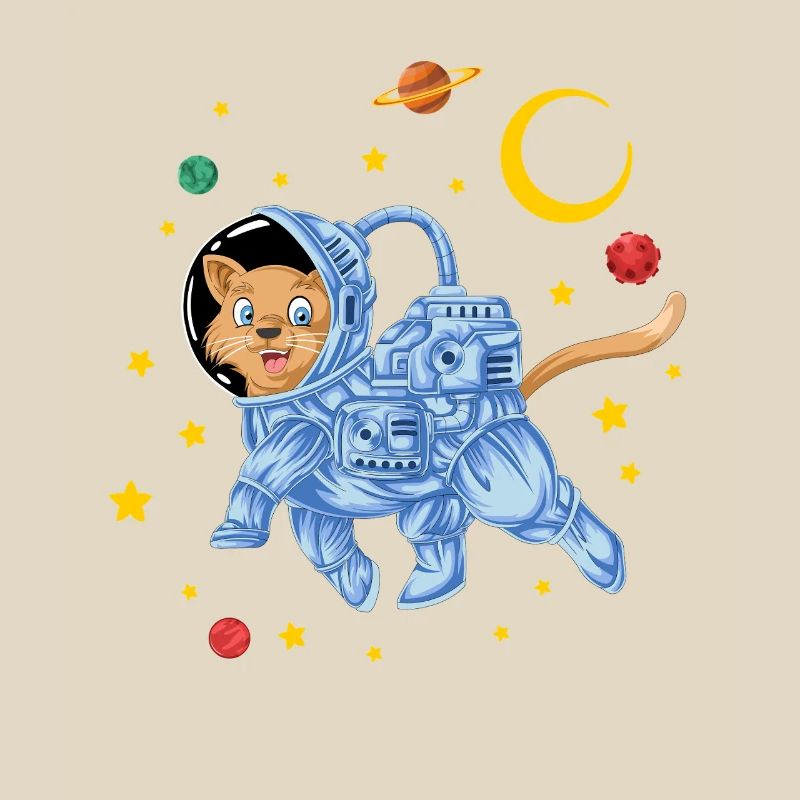 Astronaute chat de l’espace flottant dans des étoiles galactiques